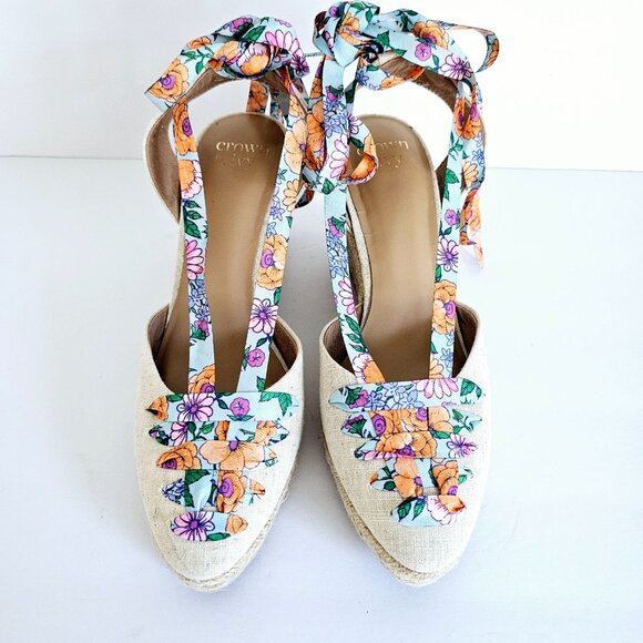 Crown & Ivy Lawndale Womens Floral Print Espadrille Wedge Sandals Sz 9.5~SH162.1 - Picture 2 of 8